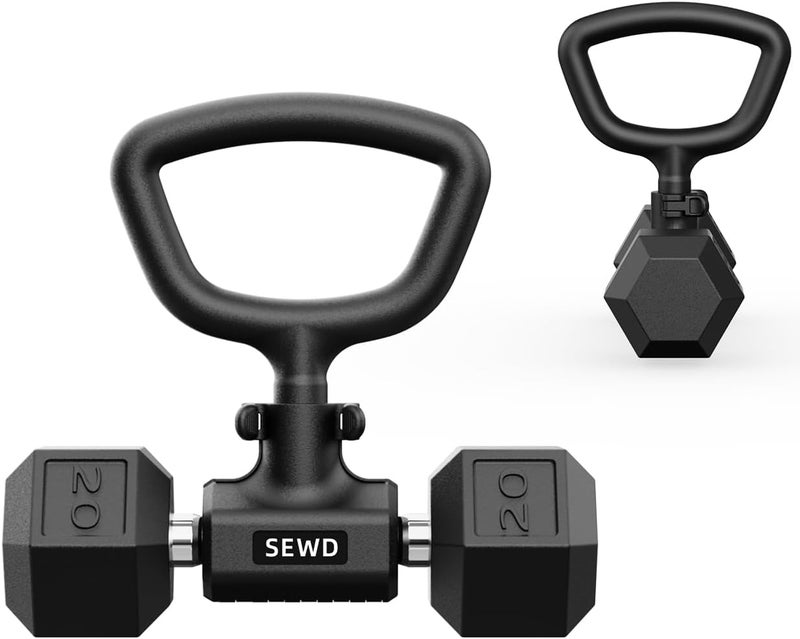 SEWD Convert Dumbbells into Kettlebell by – Adjustable Weights & Up to 220LB Capacity Kettlebell Handle for Weight Lifting, 90-Degree Rotating Handle, Compatible with Dumbbells (max 1.5" handle diameter, min 4.5" handle length） - Image 1